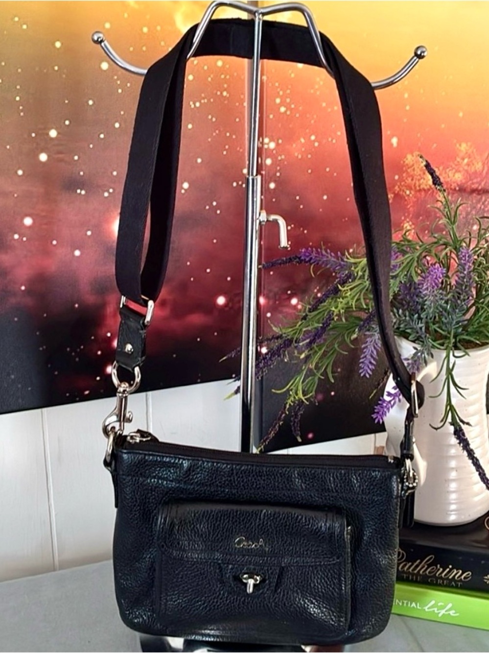 Coach Pebbled Leather Crossbody w/Turnlock